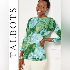 Talbots Audrey cashmere abstract floral sweater